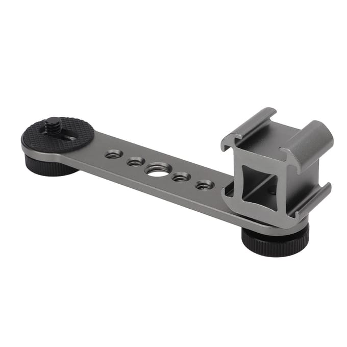 Drievoudige Cold Shoe Verlengbeugel Aluminiumlegering Microfoonstandaard Montageadapter voor Statief donkergrijze kleur