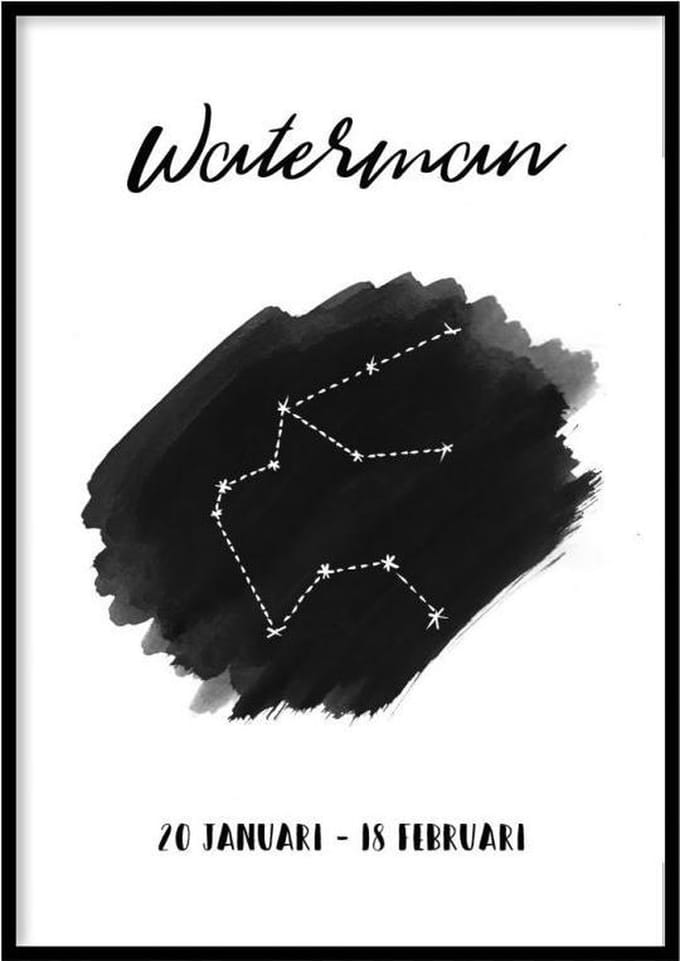 Poster Waterman Sterrenbeeld - 50x70 cm - Sterrenbeeld Poster - WALLLL