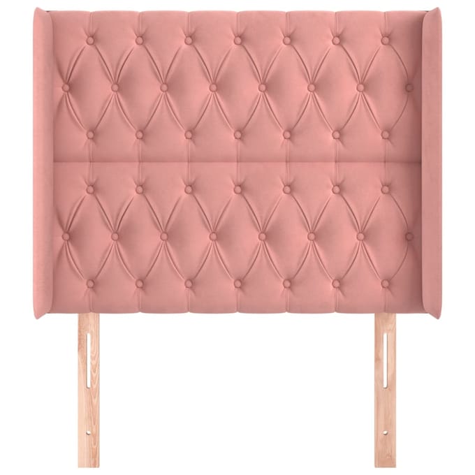 vidaXL - Hoofdbord - met - randen - 93x16x118/128 - cm - fluweel - roze