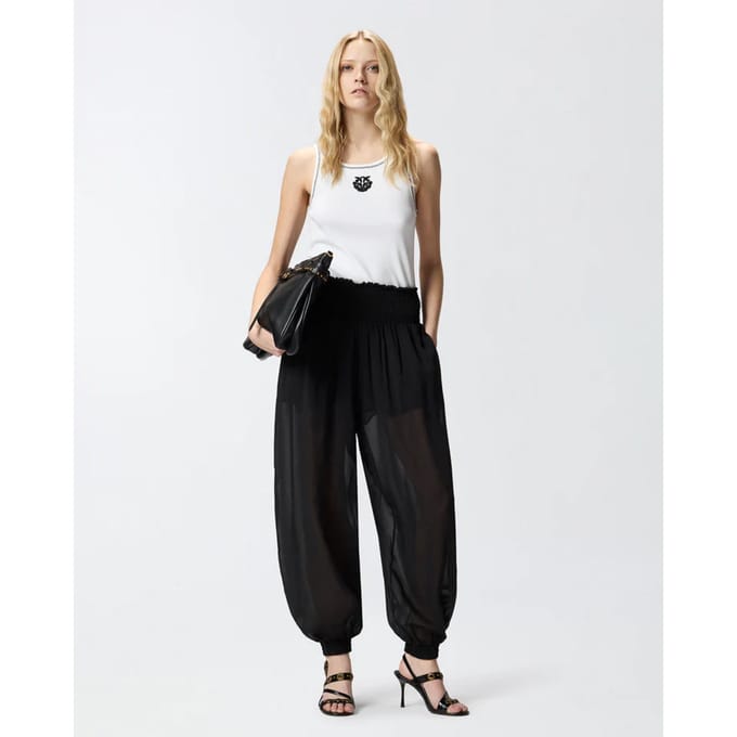 Vrouwenbroek Pinko - bore viscose voile broek - zwart