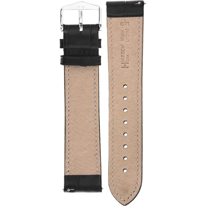 Hirsch horlogeband DUKE zwart 22mm Extra Lang