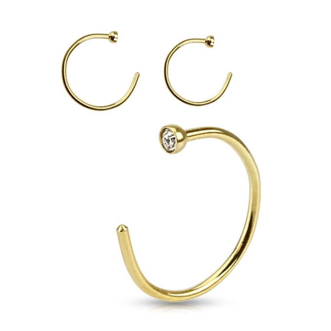 Neuspiercing open ring steentje 0.8x8 - goud - LMPiercings