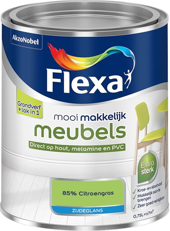 Flexa - Mooi Makkelijk Meubels Zijdeglans - 85% Citroengras - Mengverf - 750 Ml