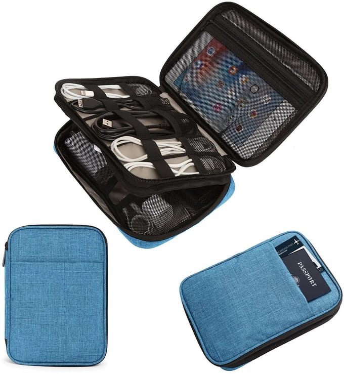 Janse Kabel organizer - tas voor cable management - waterafstotend nylon - lichtblauw