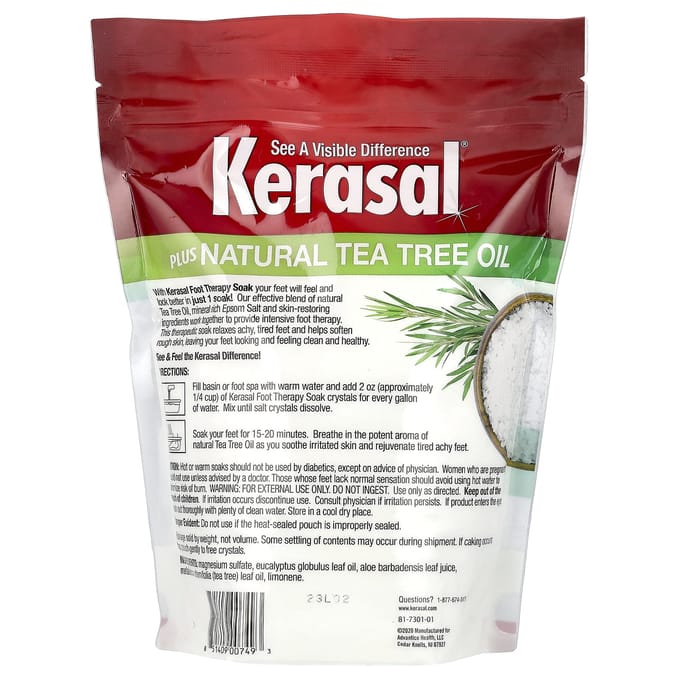 Kerasal, Foot Therapy Soak, with natural tea tree oil, 2 lb (907 g) green