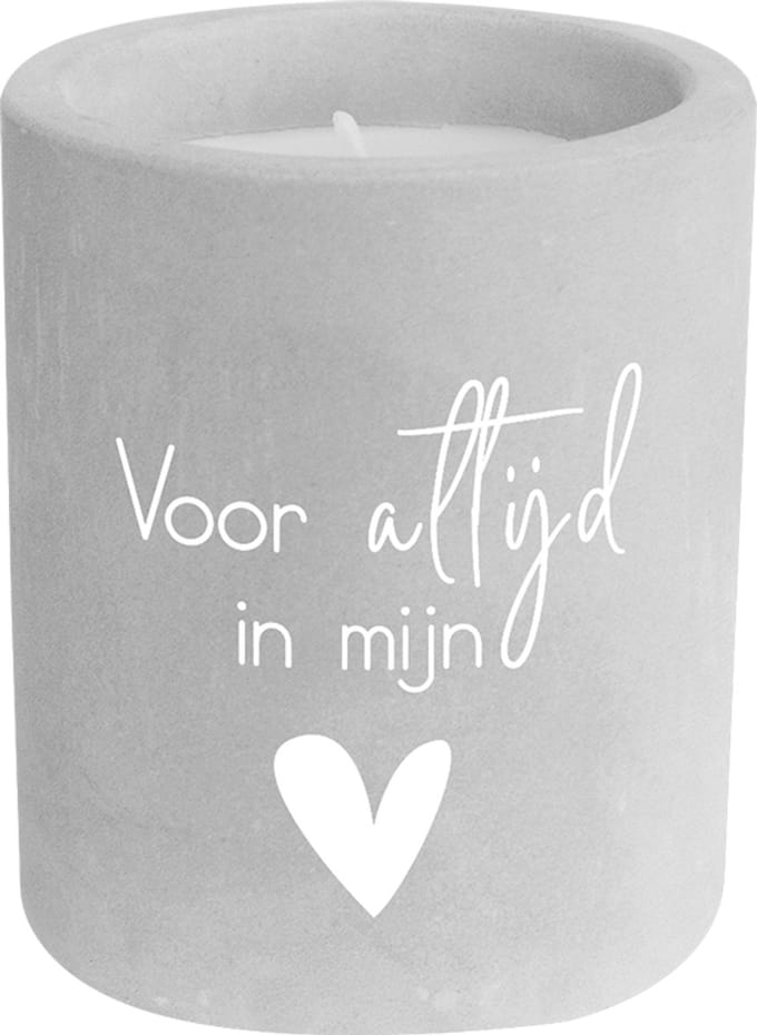 Kaarsje Voor altijd in mijn hart - 6,5x6,5x8 cm - Cement