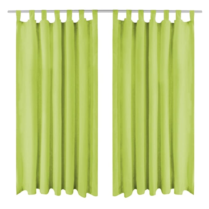 vidaXL Micro-satijnen gordijnen met lussen 140x175 cm groen 2 st
