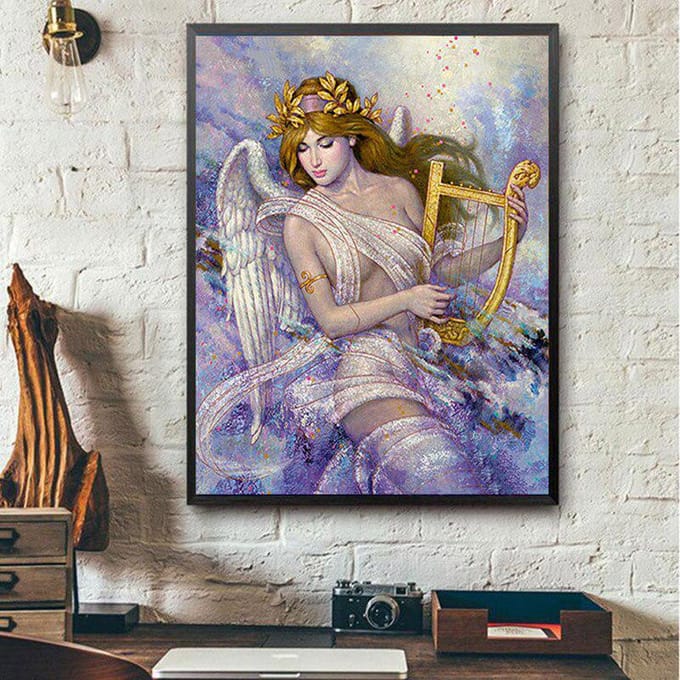 Peinture Diamant Fille Ange 5D Broderie Diamant DIY 20X30CM brown