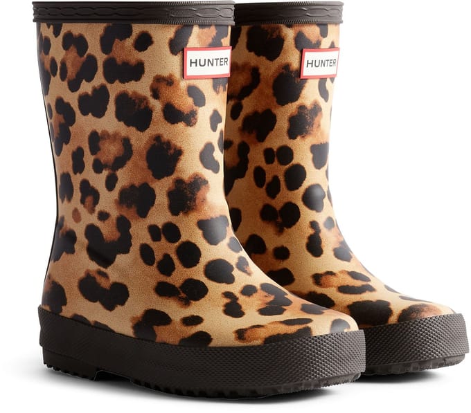 Hunter Kids First Leopard Print Boot Leopard/Chocolate Brown - Maat 22