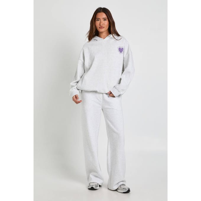 boohoo Dames Love Club Puff Print Oversized Hoodie | Ash Grey | Maat: Medium