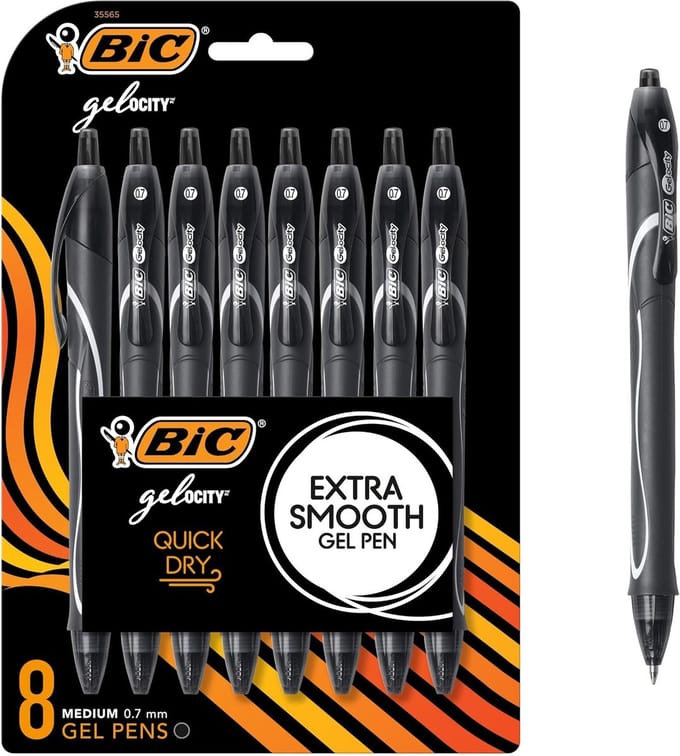 BIC Gel-ocity Quick Dry Gelpennen - Sneldrogend - 0,7 mm - Zwart - 8 stuks