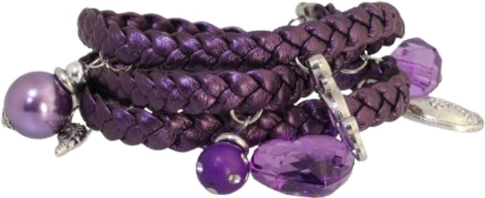 Behave - Wikkelarmband met hangers - Paarse modekleur - Damesstijl