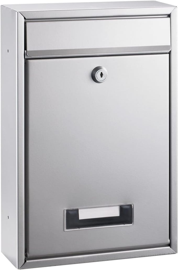 Brievenbus - Postbak - Post Ontvangen - Met cilinderslot - 32 x 22 cm - Zilver