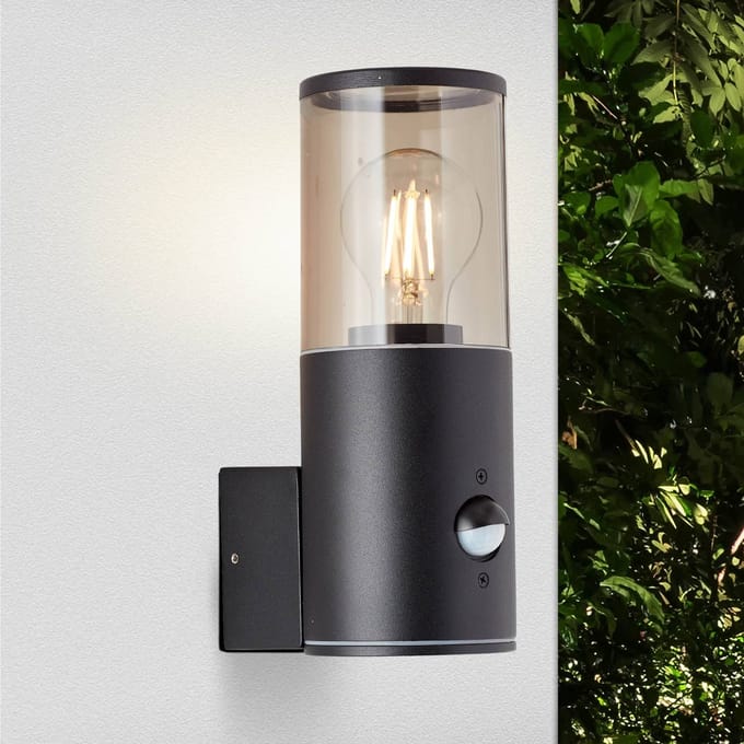 Brilliant Sergioro - Buitenlamp - IP44 - Sensor - E27 1x max40W - Zwart