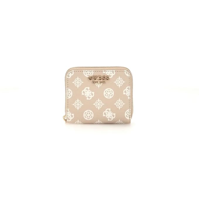 GUESS Portemonnee Laurel SLG Small Zip Around Wallet Sand Logo Beige