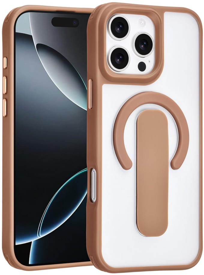 TUNIQ Anti-shock Back cover voor iPhone 16 Pro Max - Ingebouwde Ring Stand - Goud