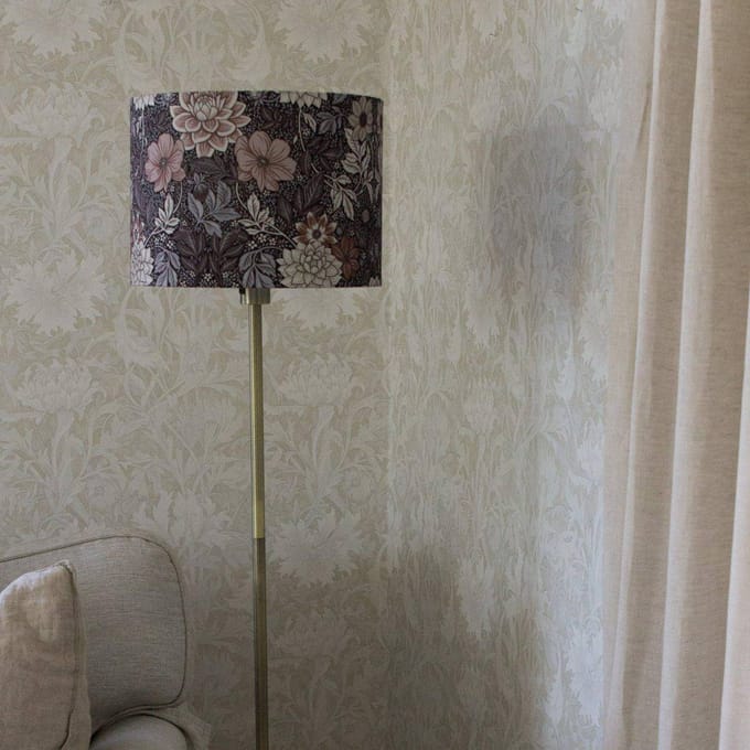 PR Home Vloerlamp Amy, Dahlia bruin/goud, hoogte 150 cm, textiel, E27
