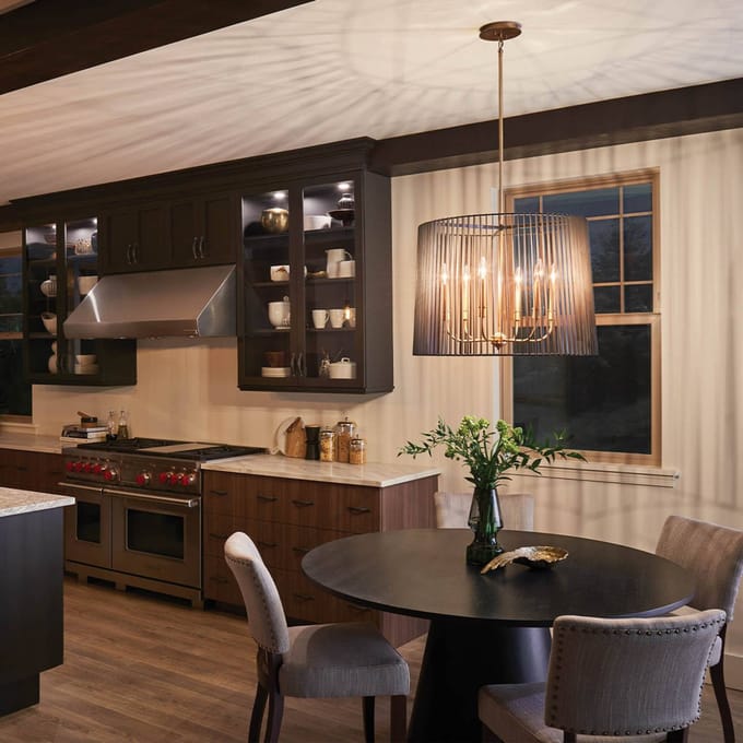 Kichler LED Kroonluchter | 6X E14 Max 60W | Dimbaar | Black & Natural Brass