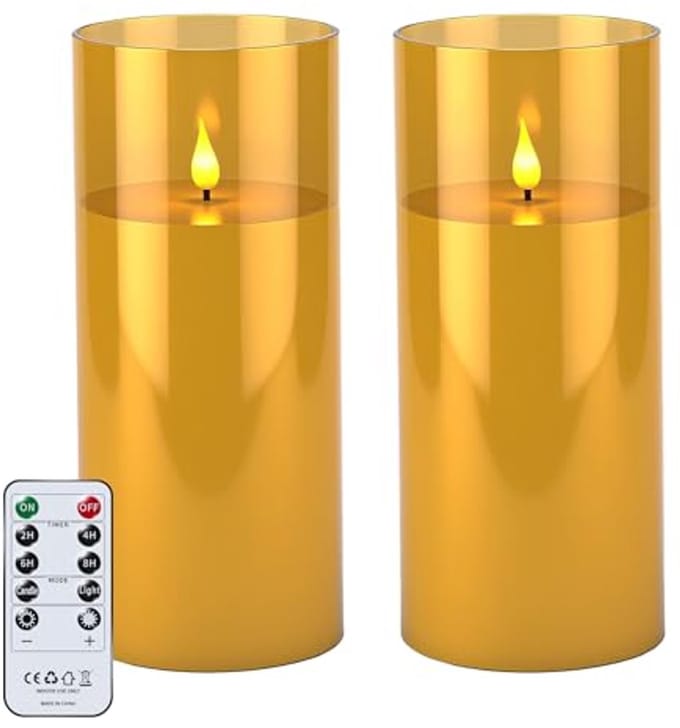 Waterproof Flameless Candles with Remote Control and Timer - Set of 2