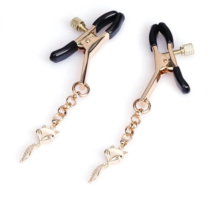Liebe Seele - Luxe Tepelklemmen met Strass Vosje Hangers - Goud