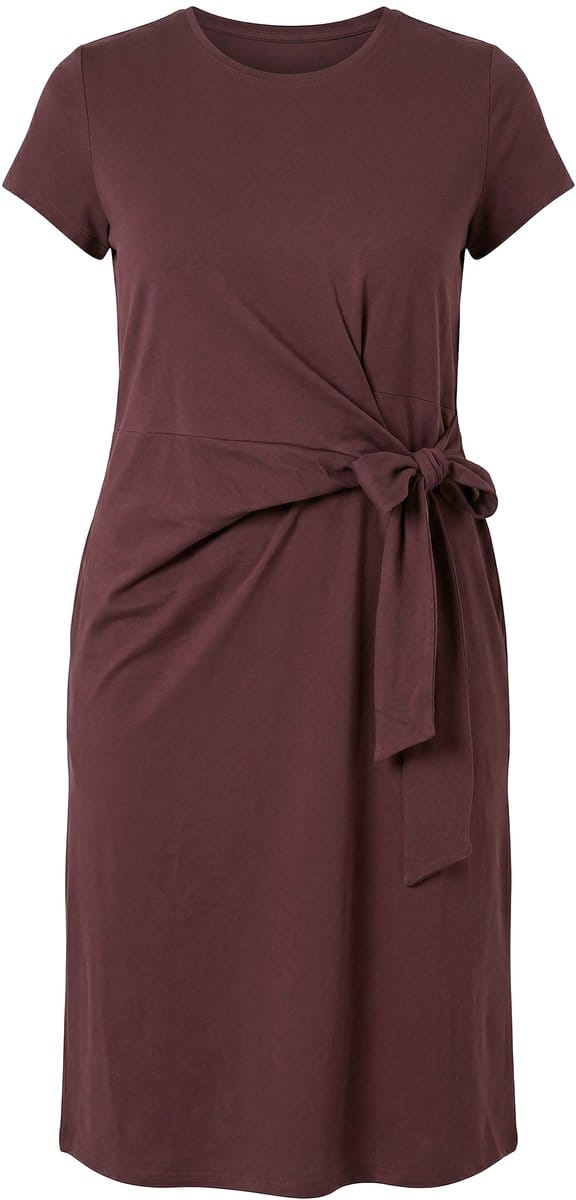 Studio Untold - Dames - Midi-jurk van jersey A-lijn met drapering - Chocolade - Maat 54+