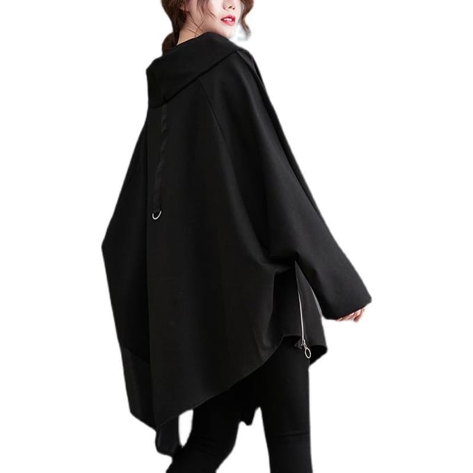 Damesmode Winter Trui met Pile Kraag Lange Mouw Pullover Hoodie Jas Casual Jas met Capuchon Jumper One size zwart