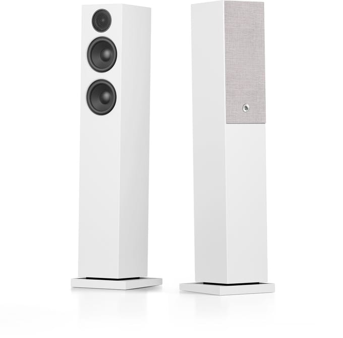 Audio Pro A38 W Smart Multiroom Actieve Vloerstaande Luidsprekers - Audio Pro Multiroom (Linkplay) - Ruimtecorrectie - 2x75W Speakers - 2.5-weg - Wit