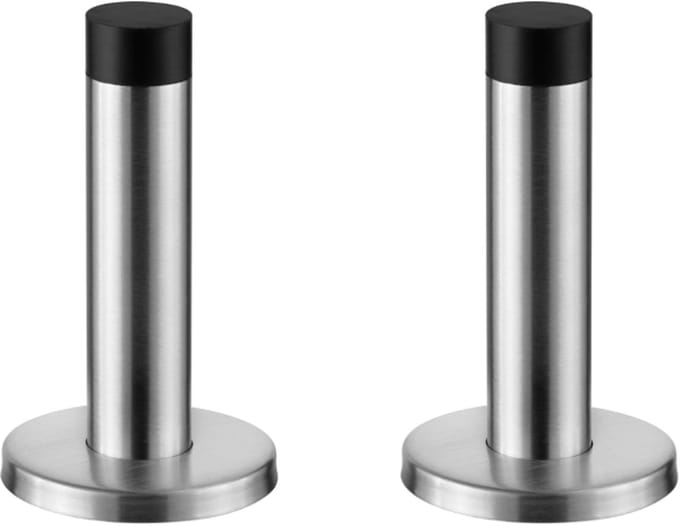 2x Stainless Steel Door Stopper with Rubber Buffer - Door Stoppers for Indoor - Door Stop Wall Protection - Easy to Install Door Stop - Silver