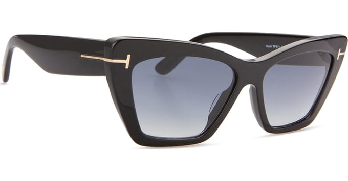 Tom Ford zonnebril Wyatt FT0871 01B Shiny Black Gray Smoke Gradiënt