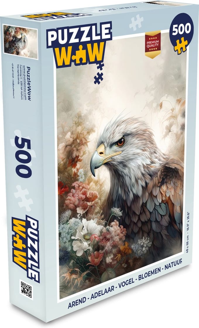 Puzzel Arend - Adelaar - Vogel - Bloemen - Natuur - Legpuzzel - Puzzel 500 stukjes