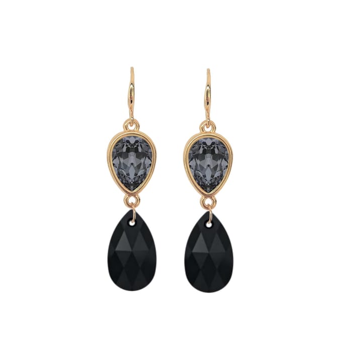 Party Sparkle Black Jet - oorhangers - 18 karaats verguld