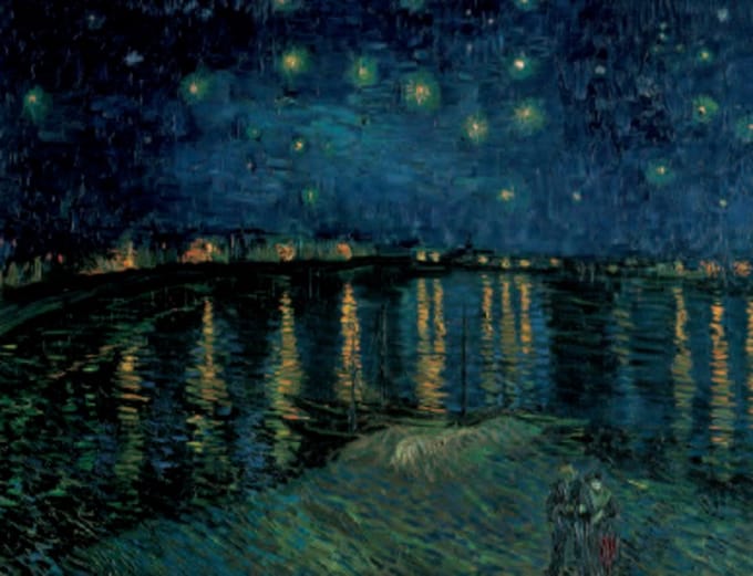 Vincent van Gogh - Sterrennacht over de Rhone - Kunstposter - 60x80 cm
