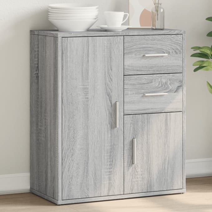 vidaXL - Dressoir - 60x31x70 - cm - bewerkt - hout - grijs - sonoma