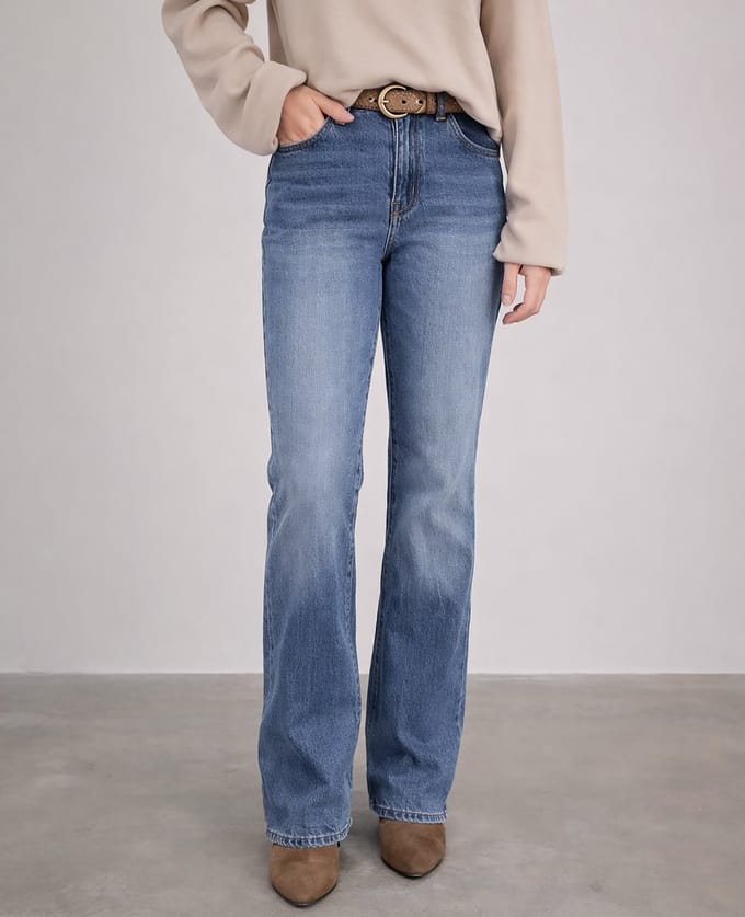 Je m'appelle Dames Broek Flared fit Met stretch - Blauw - Maat S