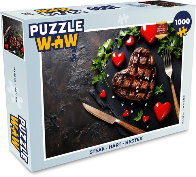 Puzzel Steak - Hart - Bestek - Legpuzzel - Puzzel 1000 stukjes volwassenen