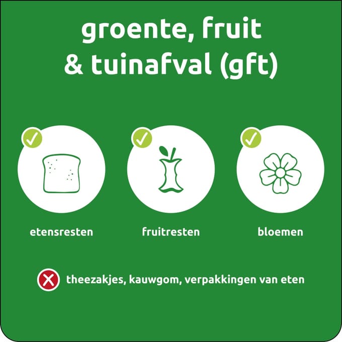 Groente, fruit & tuinafval sticker 150 x 150 mm