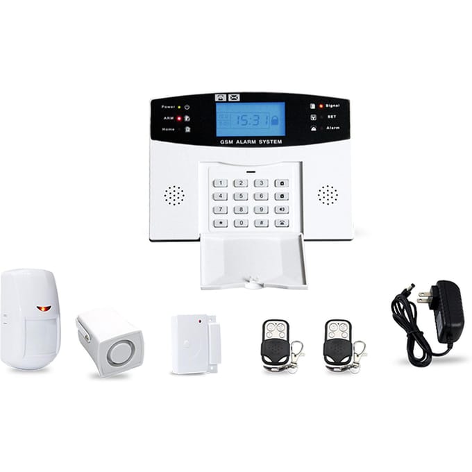 Système d'alarme WiFi GSM Tuya, maison intelligente, écran LCD, alarme de sécurité, prise en charge d'un interphone vocal bidirectionnel US PLUG blanc
