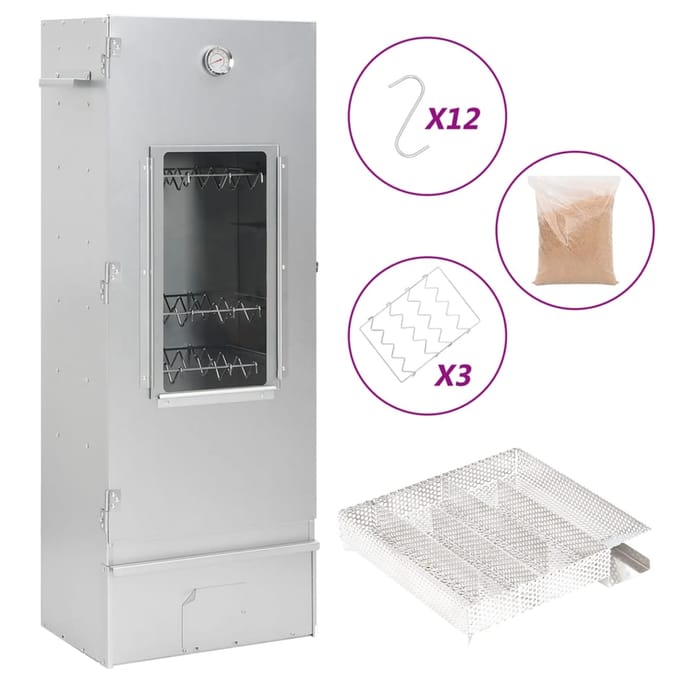 vidaXL - BBQ-rookoven - met - koude - rookgenerator - gegalvaniseerd - staal