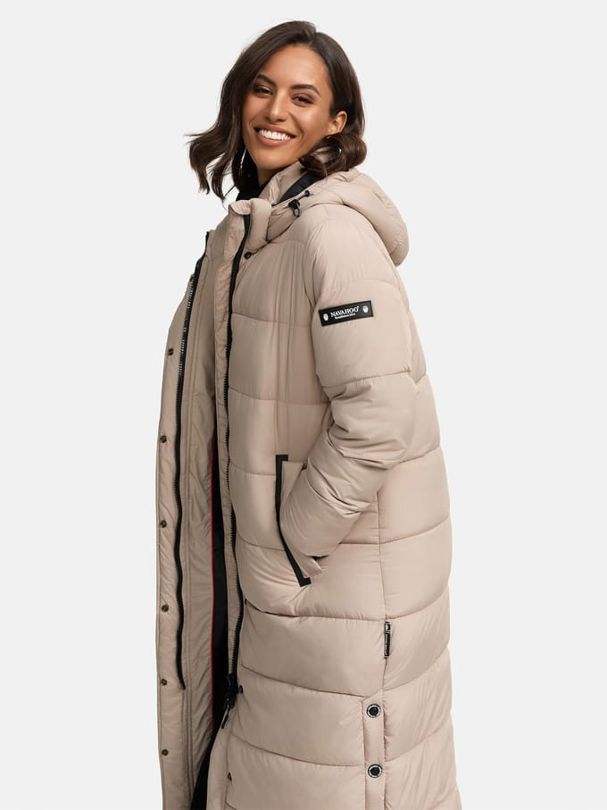 Comfortabel & Winddicht Navahoo Isalie - Winterjas Dames - Volwassen - Capuchon - Taupe - XXL