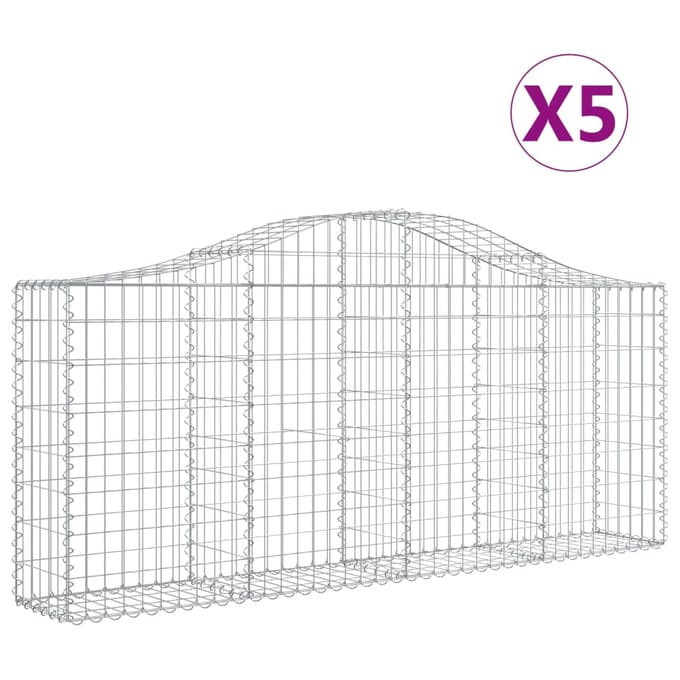 vidaXL - Schanskorven - 5 - st - gewelfd - 200x30x80/100 - cm - gegalvaniseerd - ijzer
