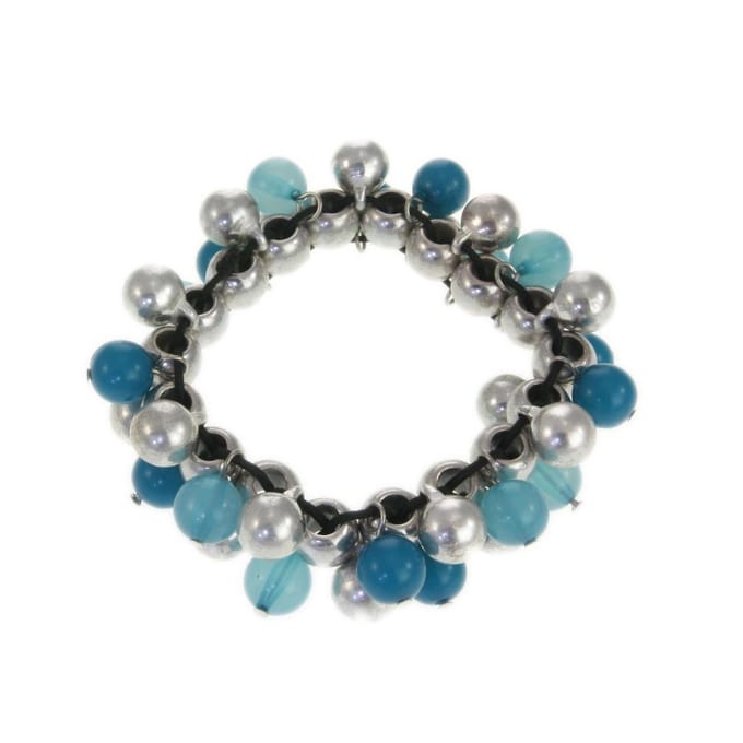 Behave - armband zilverkleur - blauwe kralen - speelse look