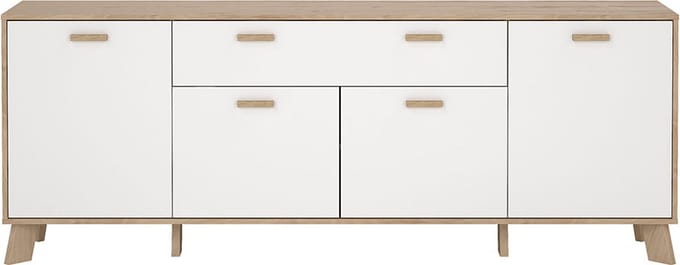 CALICOSY - Dressoir met 4 deuren, 1 lade eikendecor en wit B195,7 cm – STORM