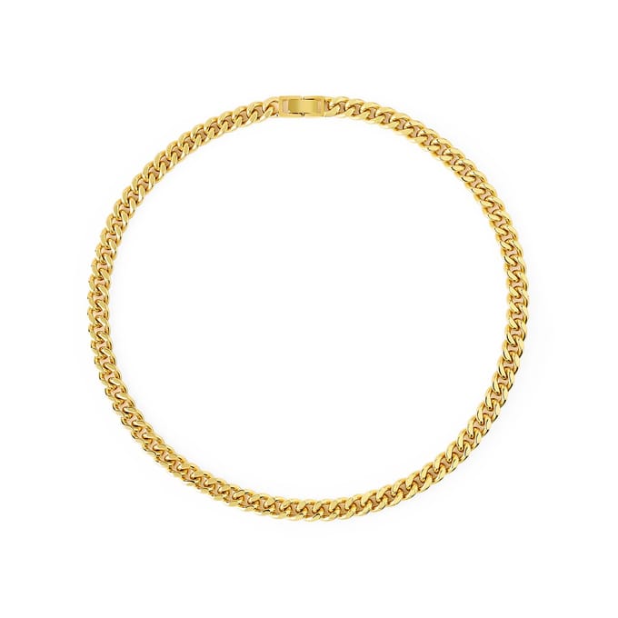 Goud Vergulde Platte Chunky Schakel Ketting