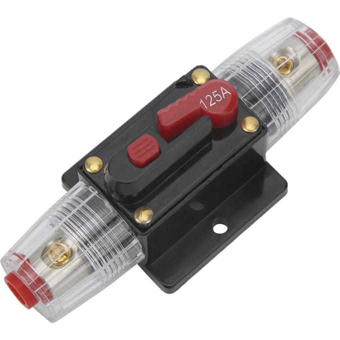 1224V 125A Stereo Audio Stroomonderbreker Zelfherstellende Zekering Inline Houder voor Auto Boot black