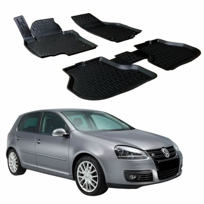 Tapis de sol 3D - SCOUTT - Volkswagen GOLF 5 - Caoutchouc Premium - Noir - Sur mesure noir