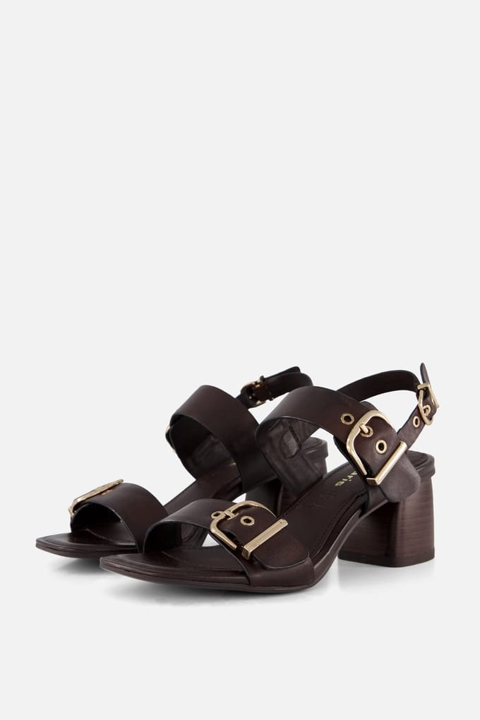 Tamaris Sandalen Met Hak bruin Leer - Maat 38