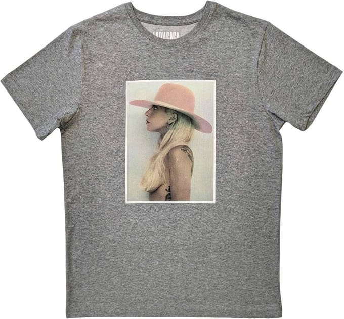Lady Gaga - Pink Hat Heren T-shirt - M - Grijs