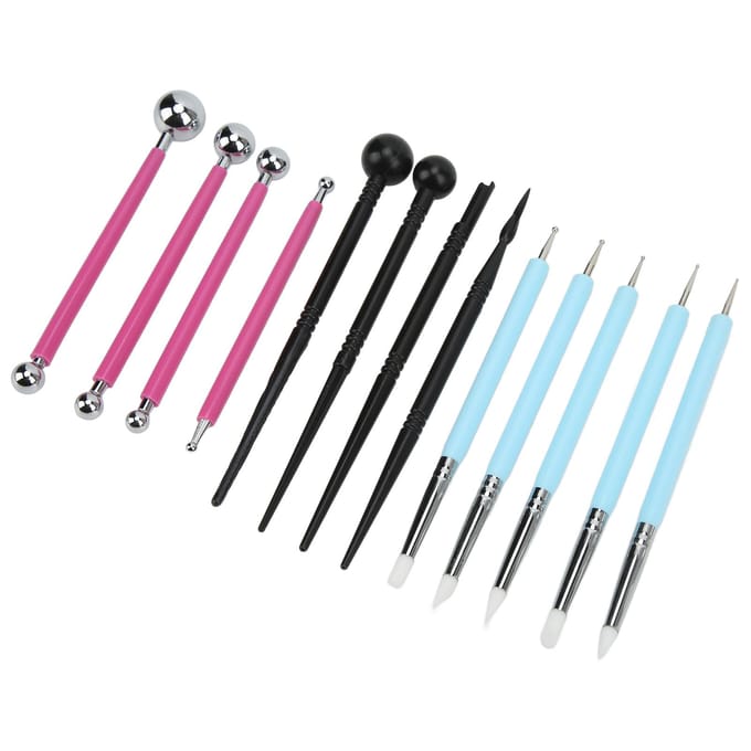 13-delige boetseerklei modelleergereedschap set complete gereedschappen diverse maten bolvormige stylus dotting tools voor pink
