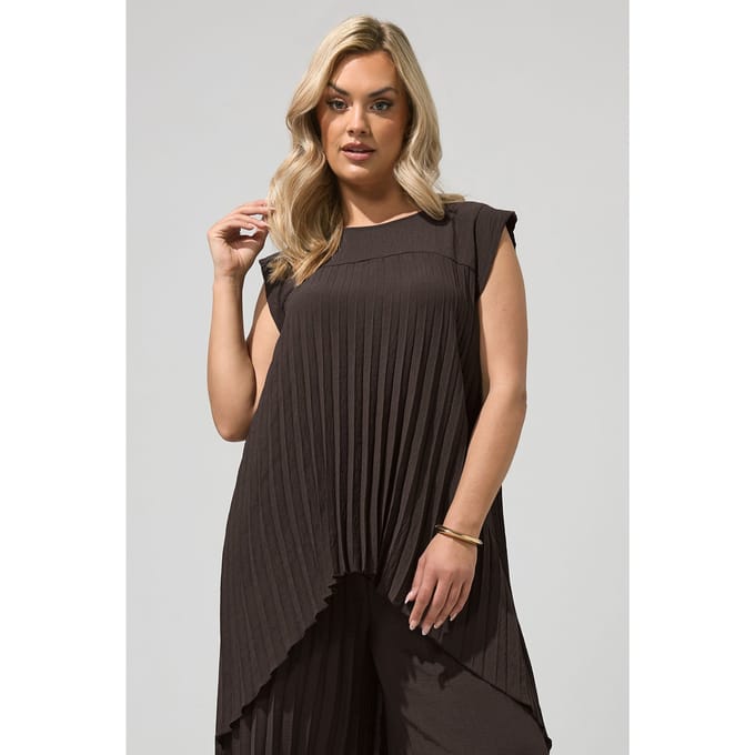 Yours London Chocoladebruine Geplooide Top Size 46