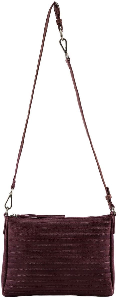 FREDsBRUDER Leren schoudertas Layer Crossbag Dark Red wijnrood